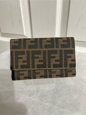 Fendi Brown and Black Zucca Folded Wallet